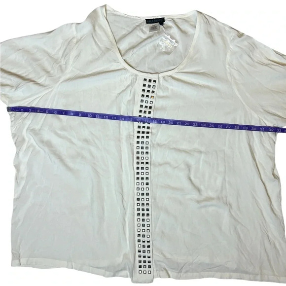 ULLA POPKEN Studded Trim Scoop Neck Blouse - Picture 9 of 11